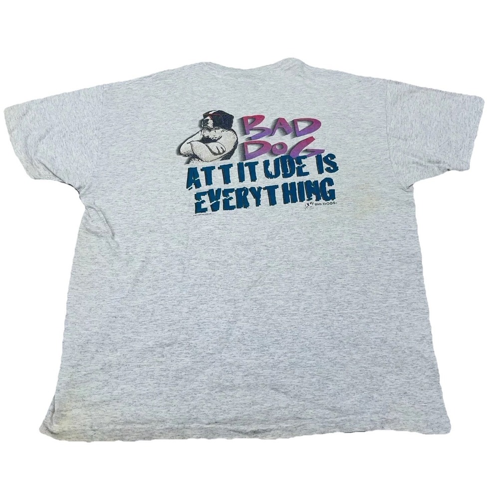Vintage Big Dogs Shirt Men XL Gray Tee Single Stitch USA 90s Attitude Grunge *